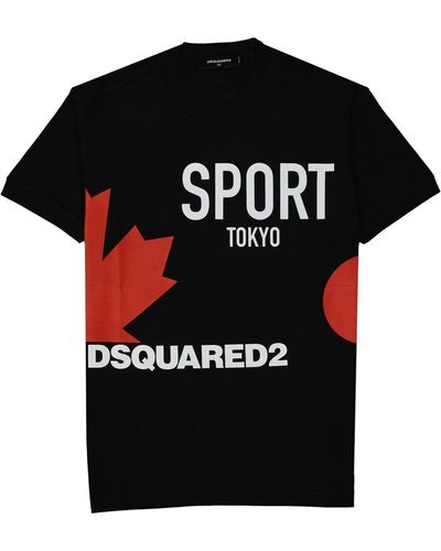 DSquared² Baumwoll-T-Shirt mit -Logo - Schwarz