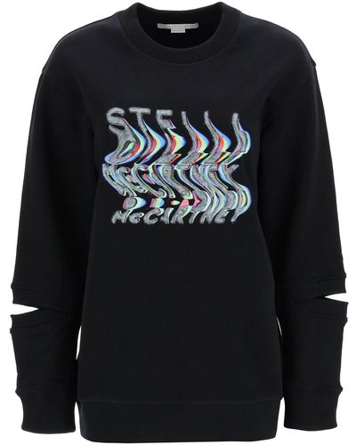 Stella McCartney Sweatshirt Met Glitch-logo - Zwart