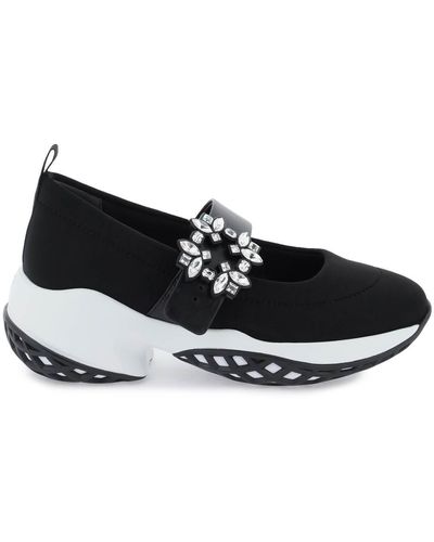 Roger Vivier Viv Run Strass Buckle Hybrid Slip Ons - Zwart