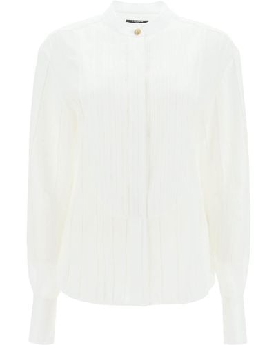 Balmain Pleed Bib Shirt - Blanc
