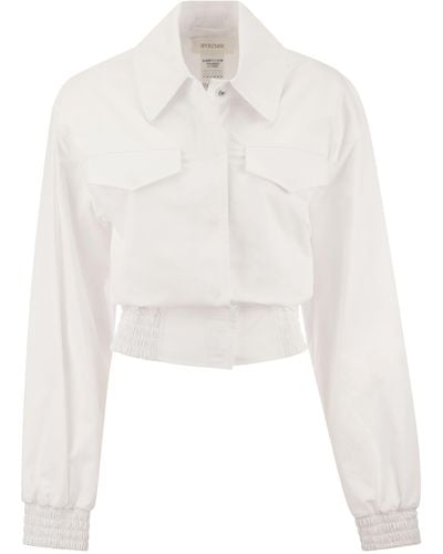 Sportmax Gala Bomber Style Boxy Shirt - Blanc