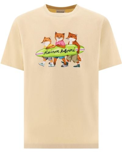 Maison Kitsuné Maison Kitsuné "surfing Foxes" T -shirt - Naturel