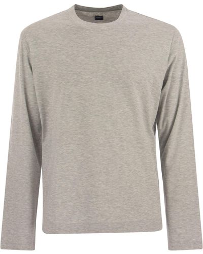 Fedeli Extreme Crew Neck T Shirt With Long Sleeves - Gray