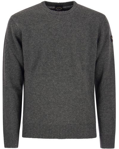 Paul & Shark Wool Crew Neck With Arm Patch - Gray