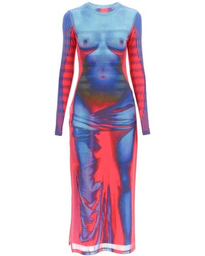 Y. Project X Jean Paul Gaultier vestido largo Body Morph de malla - Multicolor
