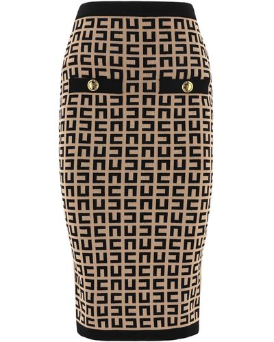 Elisabetta Franchi Pencil Skirt With Buttons - Zwart