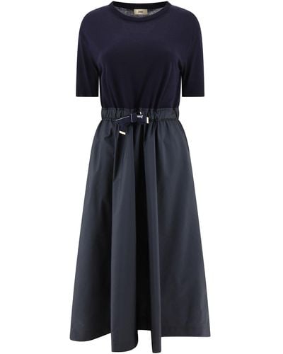 Herno Kleid mit Kordelkordel in der Taille - Blau