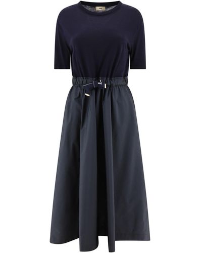 Herno Kleid mit Kordelkordel in der Taille - Blau