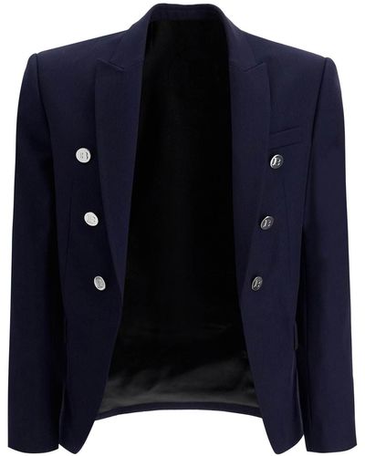 Balmain Six Button Wool Jacket - Blue