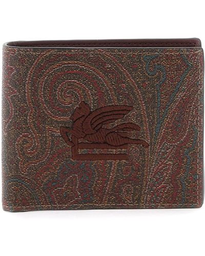 Etro Paisley BIFold Wallet mit Pegaso -Logo - Braun