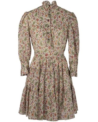 Etro Short Cotton Floral Paisley -jurk - Meerkleurig