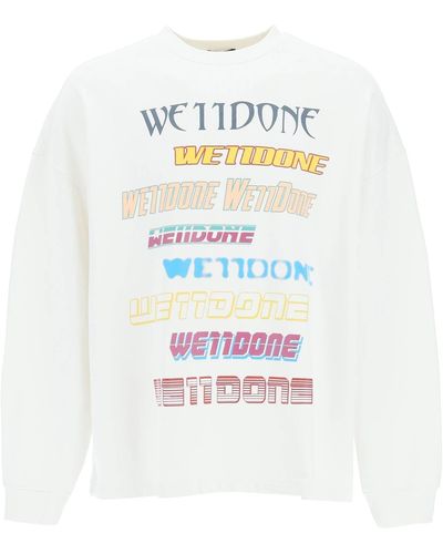we11done Sweatshirt Met Meerdere Logo's - Wit