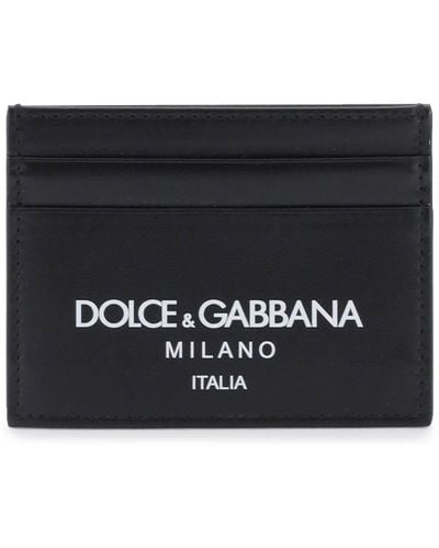 Dolce & Gabbana Titular de la tarjeta de cuero del logo de - Negro