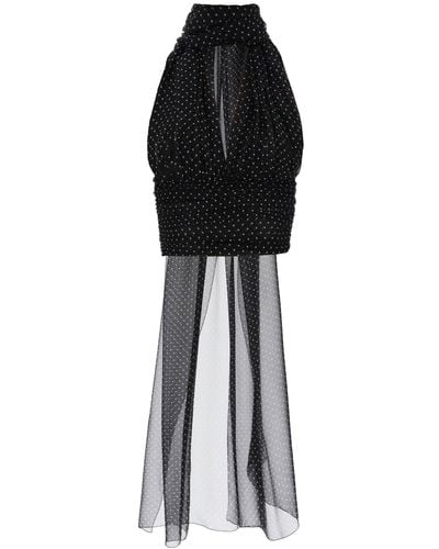 Dolce & Gabbana Top de gasa Dolce y Gabbana con accesorio de bufanda - Negro