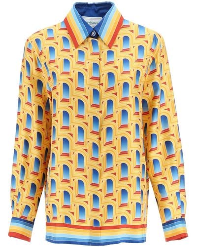 Casablancabrand Camicia Maniche Lunghe Stampa Arche De Jour - Multicolore