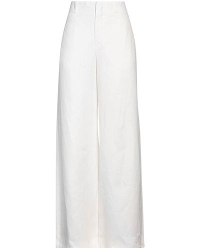 Chloé Wide-Leg Linen Pants - White