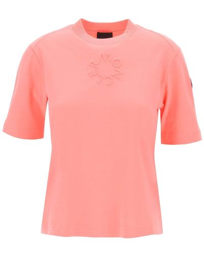 Moncler Geprägtes Logo T -Shirt - Pink