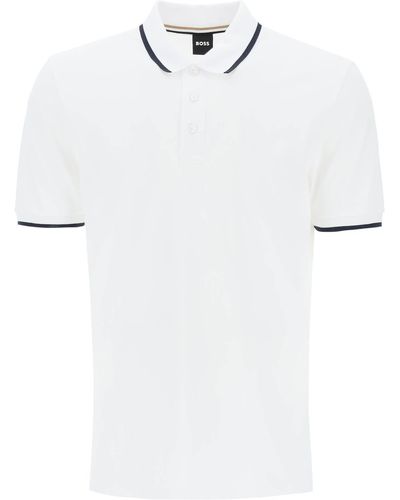 BOSS Polo -Shirt mit kontrastierenden Kanten - Weiß