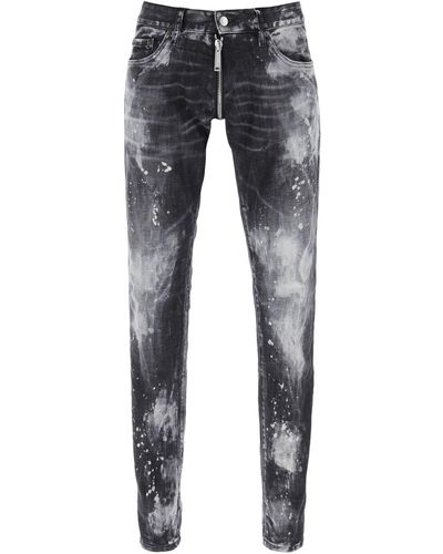 DSquared² Zwart Gebleekt Wassen Verjaardag Super Laag Taille Jeans - Blauw