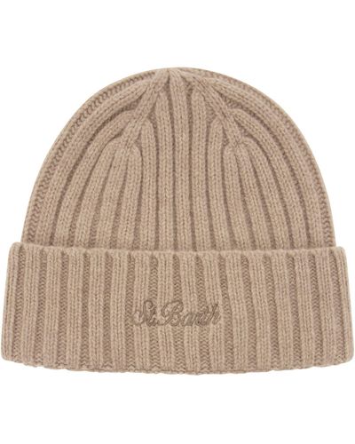Mc2 Saint Barth Wool Hat With Embroidery - Natural
