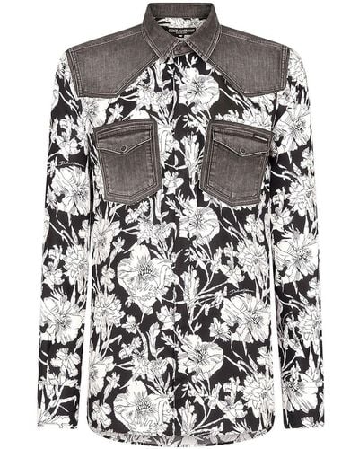 Dolce & Gabbana Overhemd Met Bloemenprint - Zwart