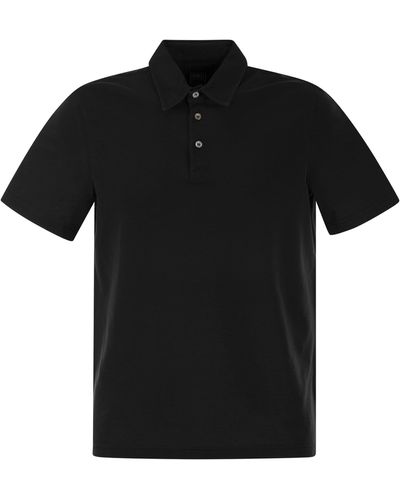 Fedeli Short Sleeved Cotton Polo Shirt - Black