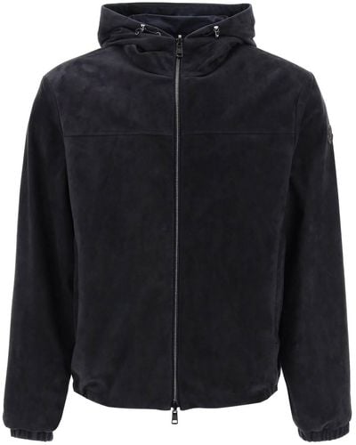 Moncler Reversible Suede Frejus Jacket In - Black
