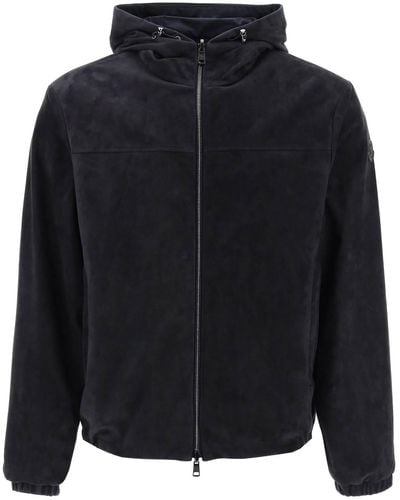 Moncler Reversible Suede Frejus Jacke in - Schwarz