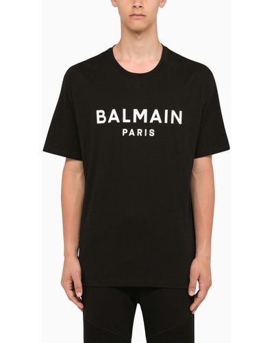 Balmain Cotton T-shirt with flocked medallion - Schwarz