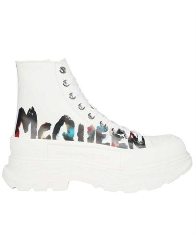 Alexander McQueen Tread Gladde Canvas Sneakers - Wit