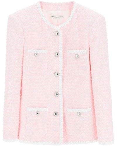 Alessandra Rich Tweed Jacke Rosa Baumwolle,Technisch - Pink