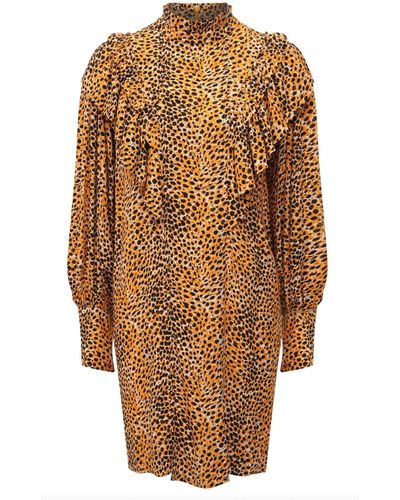 Ganni Kleid mit Animal-Print - Braun