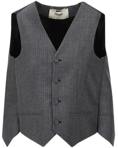 Fendi Striped Vest Top - Black