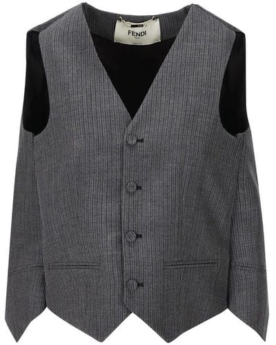 Fendi Gestreepte Vest Top - Zwart