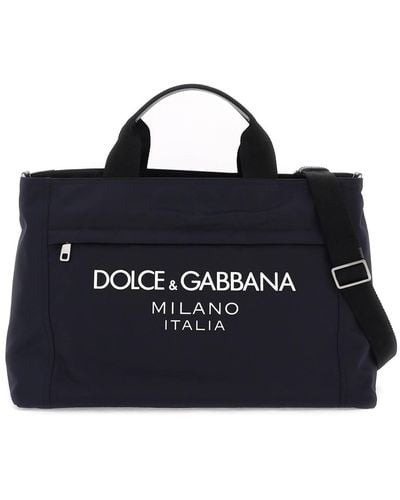 Dolce & Gabbana Sac de bouchon en nylon de logo caoutchouté - Bleu
