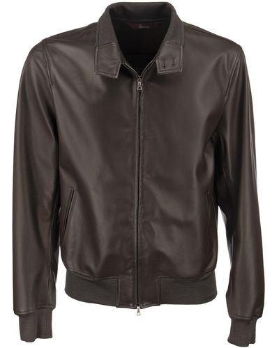 Stewart Etere Slim Genuine Lambskin Leather Jacket - Black