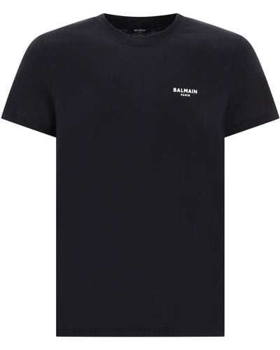 Balmain T -Shirt mit gefärbtem Paris -Logo - Schwarz
