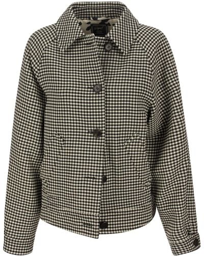 Marni Reversible Pie De Poule Wool Bomber Jacket - Gray