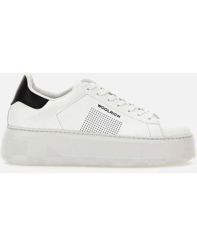 Woolrich Chunky Court Leather Women 's Sneaker bianche - Bianco