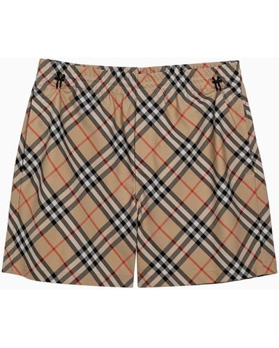 Burberry Check Pattern Swimming Costume - Brown