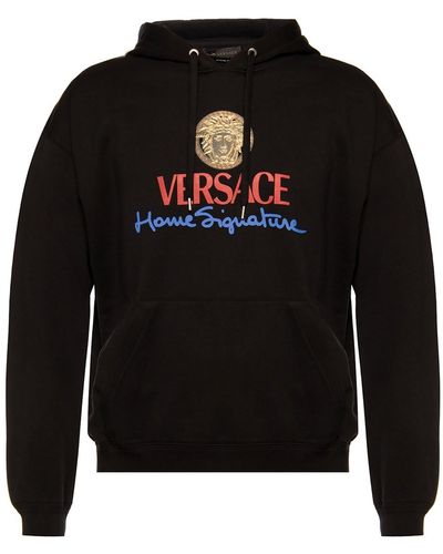 Versace Logotipo sudadera con capucha - Negro