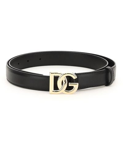 Dolce & Gabbana Ledergürtel mit Logoschnalle - Schwarz