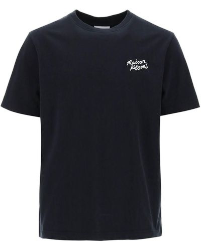 Maison Kitsuné T -shirt Met Logo -letters - Zwart