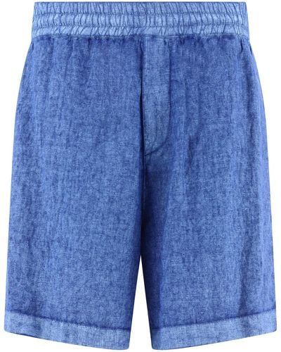Burberry Pantaloncini di lino con corse - Blu