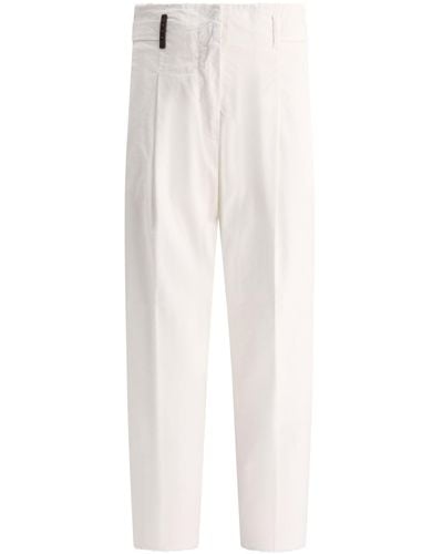 Peserico Pantaloni con dettagli con frange - Bianco