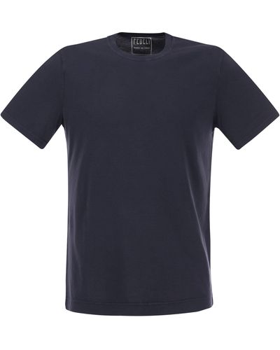 Fedeli Crew Neck -Baumwoll -T -Shirt - Blau