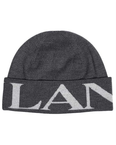 Lanvin Chapeau de logo Wool - Gris
