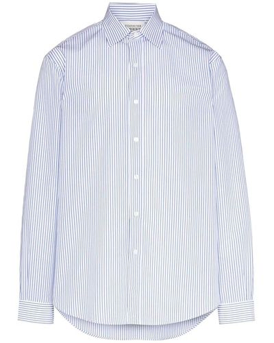 Maison Margiela Camisa de algodón a rayas de - Azul