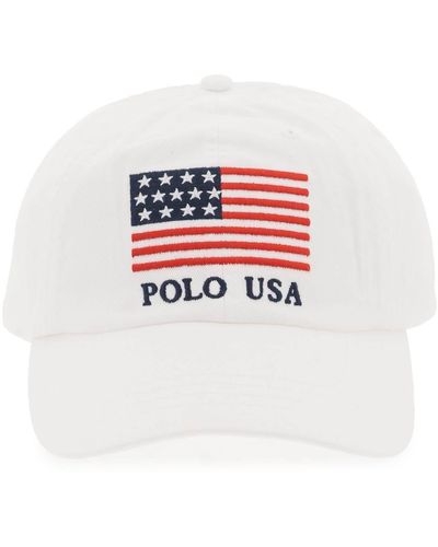 Polo Ralph Lauren Cappello Baseball In Twill Con Bandiera Ricamata - Rosso