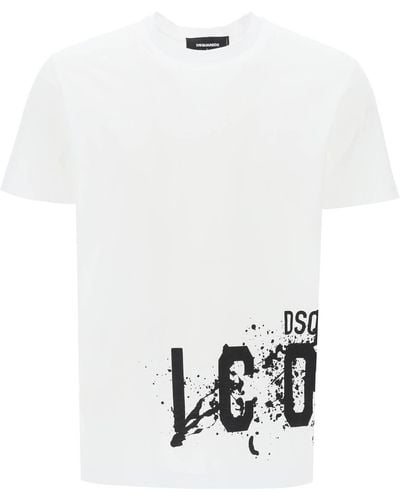 DSquared² Icono Splash Cool Fit T Shirt - Blanco